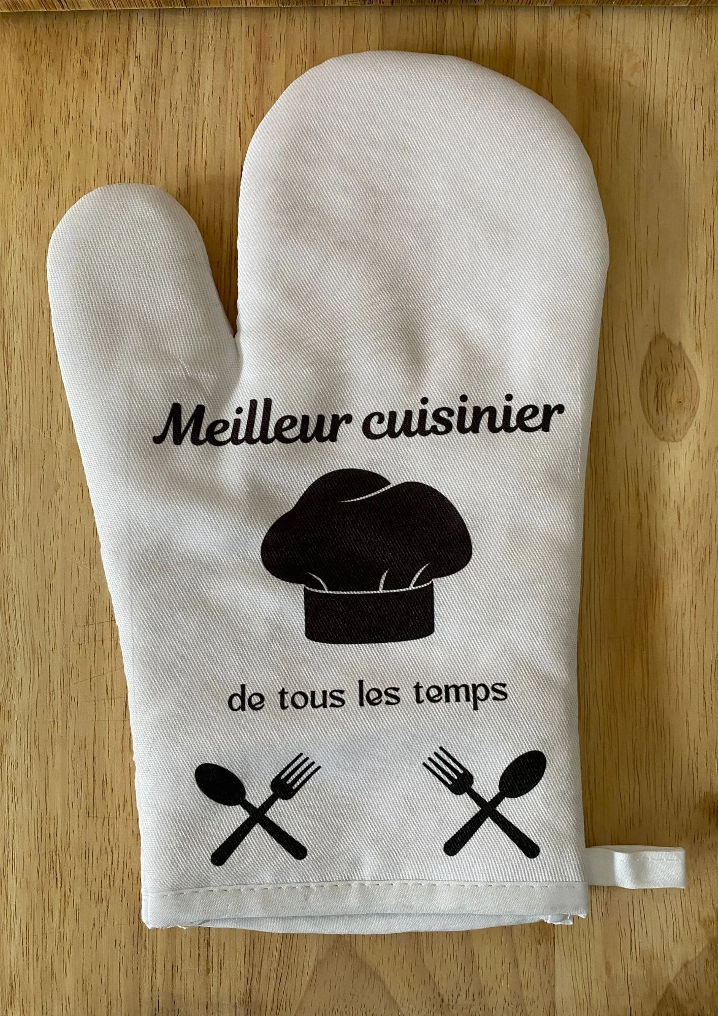 gant cuisine blanc personnalisé