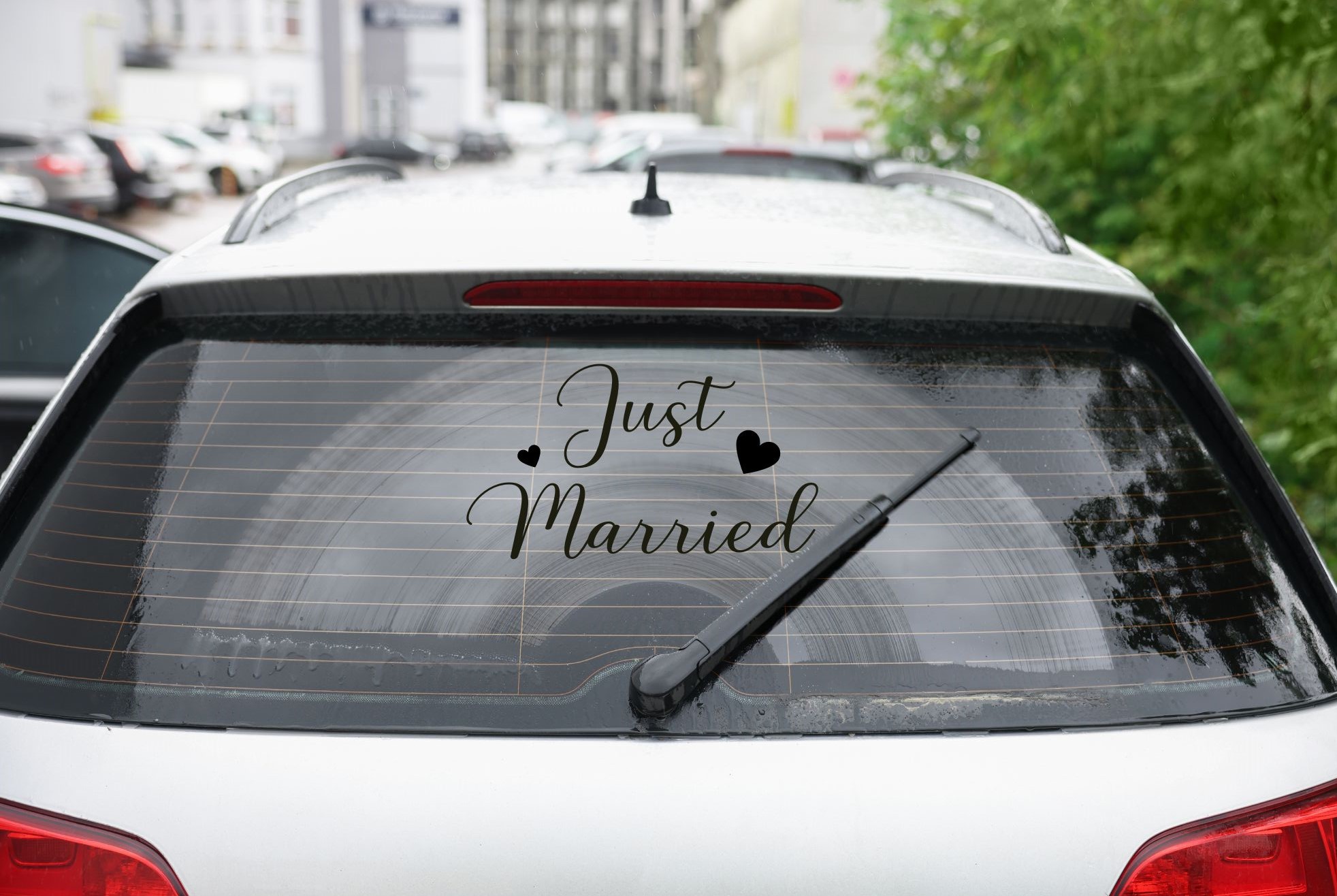 sticker voiture Just Married pour pare-brise