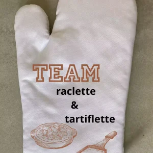 gant de cuisine blanc team raclette ou tratiflette