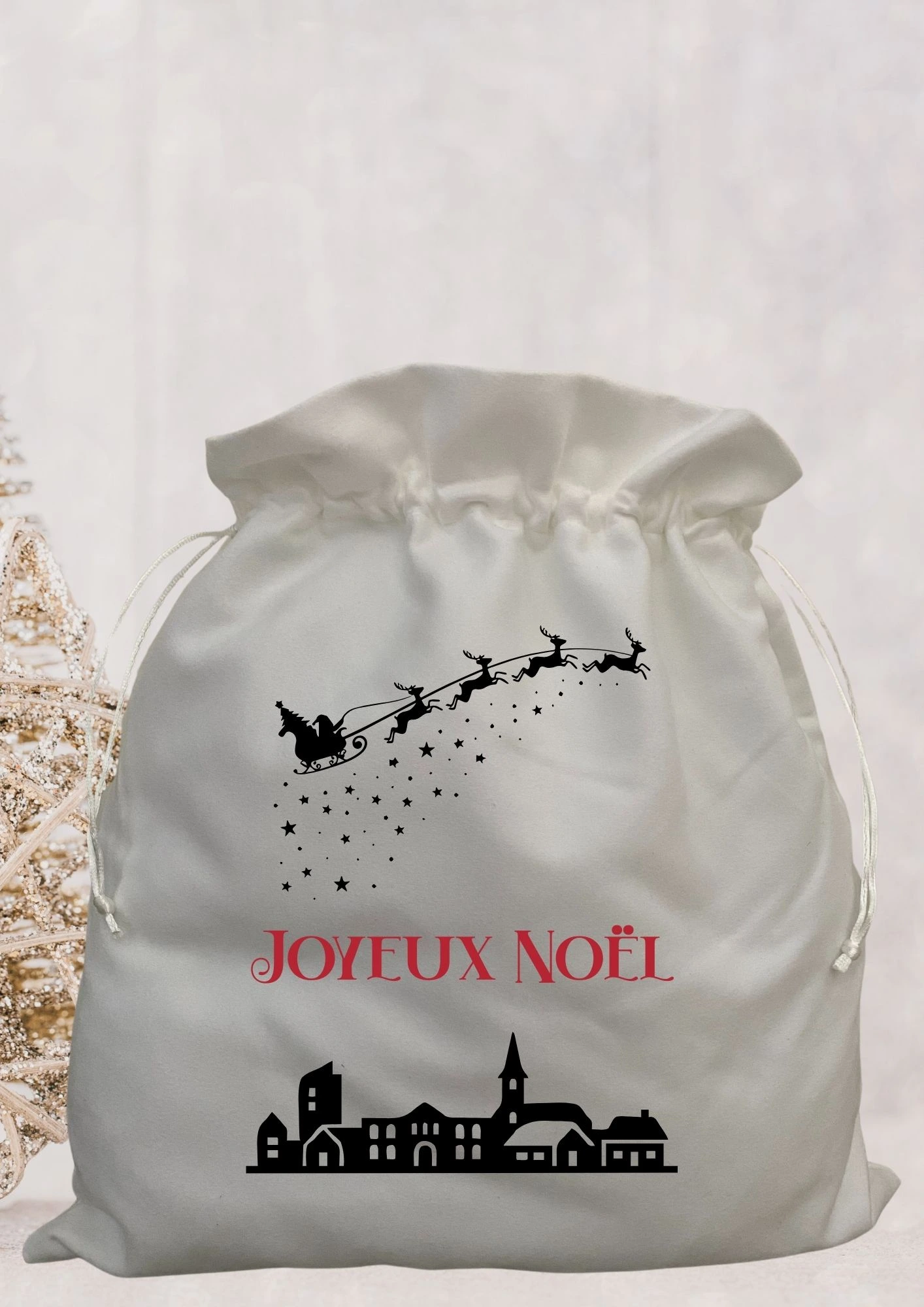 sac à cordons personnalisable pour Noël