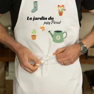 tablier blanc personnalisé pour jardiner