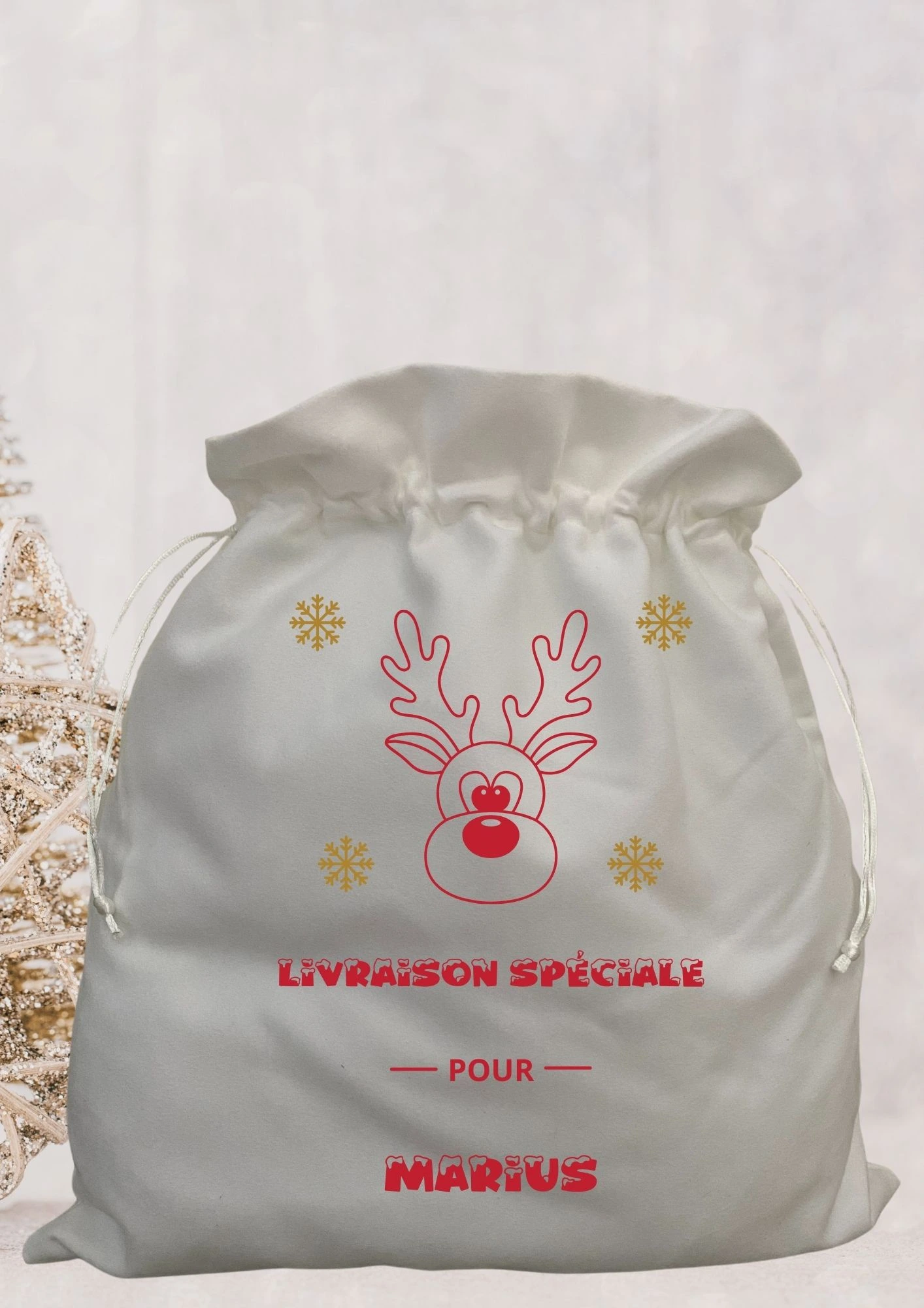 sac à cordons personnalisable pour Noël