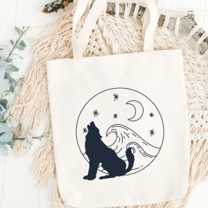 tote bag en coton loup mystique