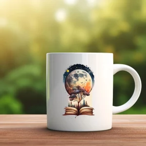 mug céramique lune sortant du livre