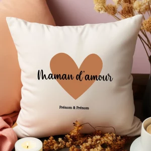 housse de coussin maman d'amour coeur