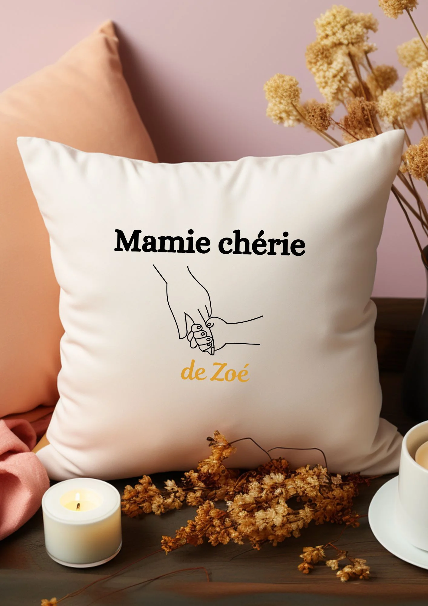 housse de coussin en 40 x 40 cm en aspect lin pour nos mamies