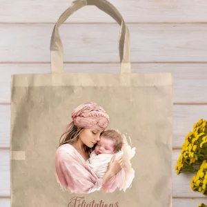 sac cabas personnalisable naissance maman et bébé