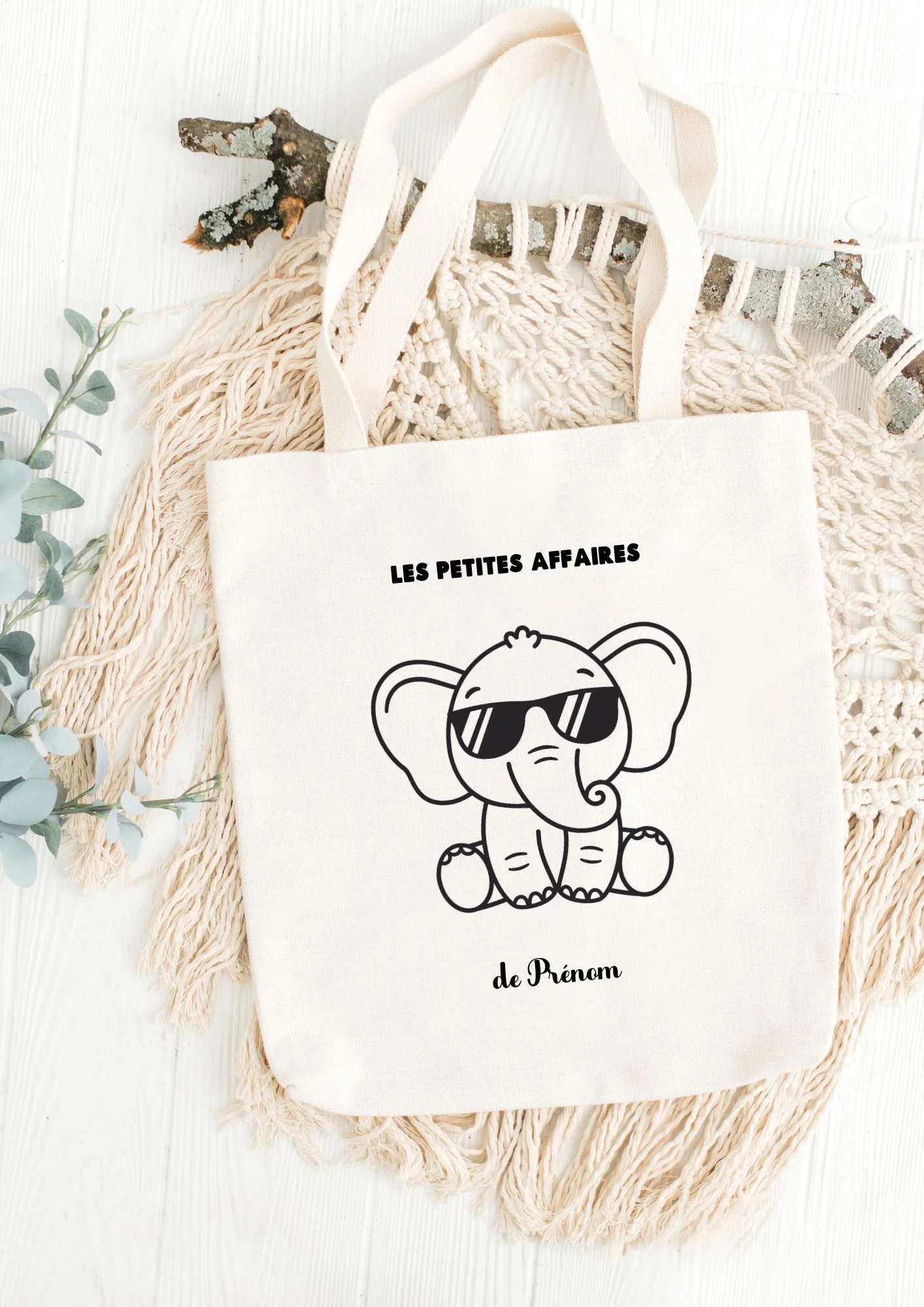 tote bag les petites affaires de éléphant