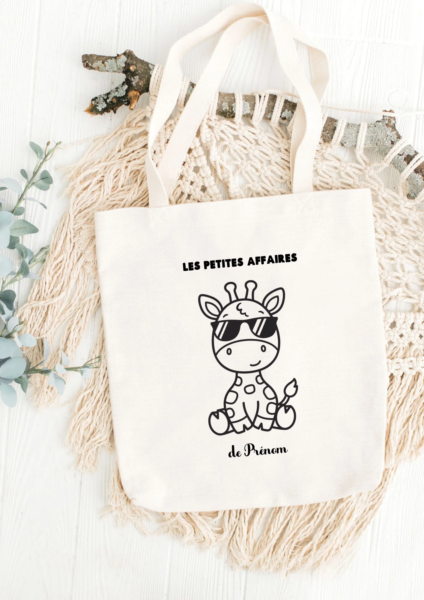 tote bag les petites affaires de girafe