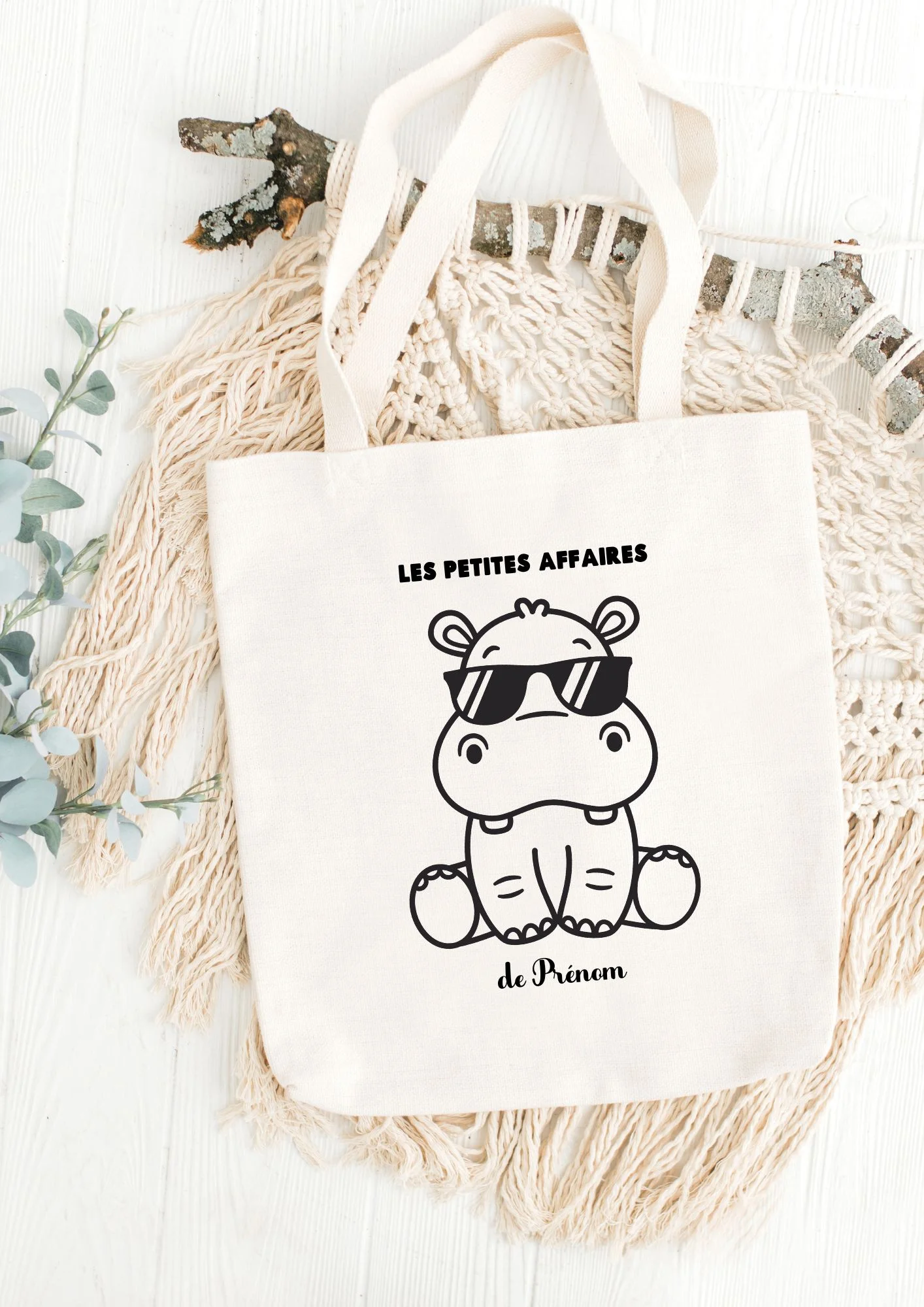tote bag les petites affaires de hippo rentrée scolaire