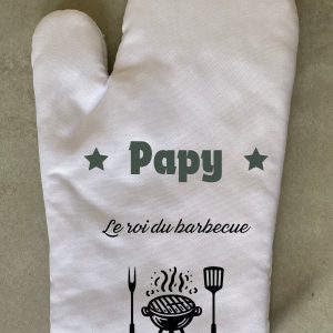 gant de cuisine blanc, papy roi du barbecue