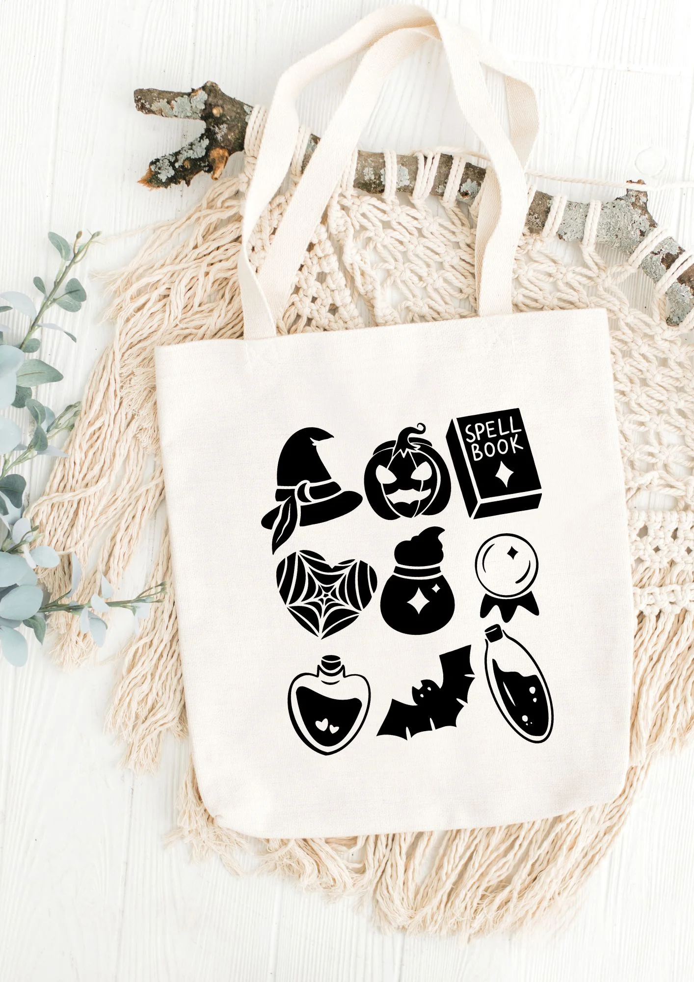 tote bag Halloween coton