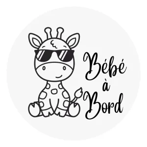 sticker voiture bébé à bord girafe