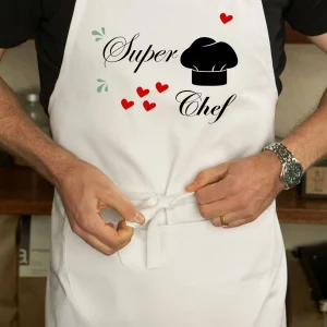 tablier blanc personnalisé papa super chef