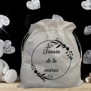 sac cordon mariage personnalisé, pour le témoin