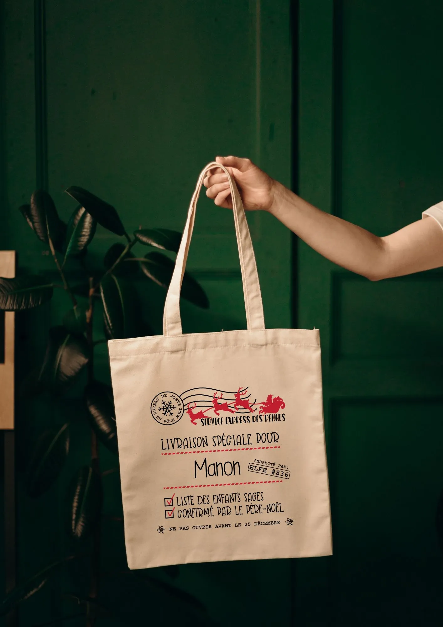 tote bag 100% coton personnalisé pour noel