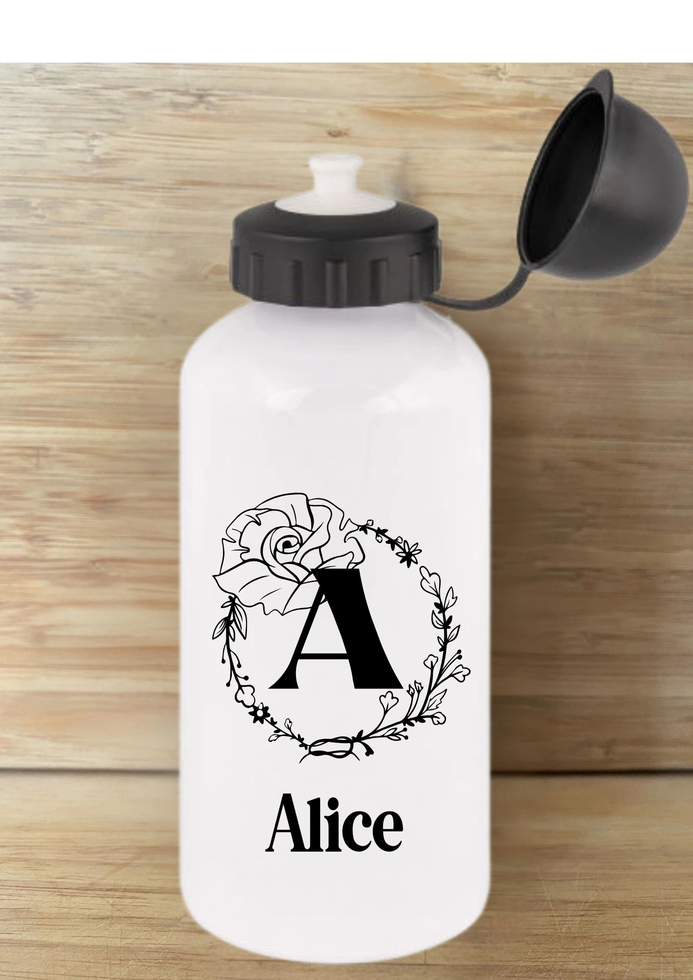 gourde blanche personnalisée monogramme