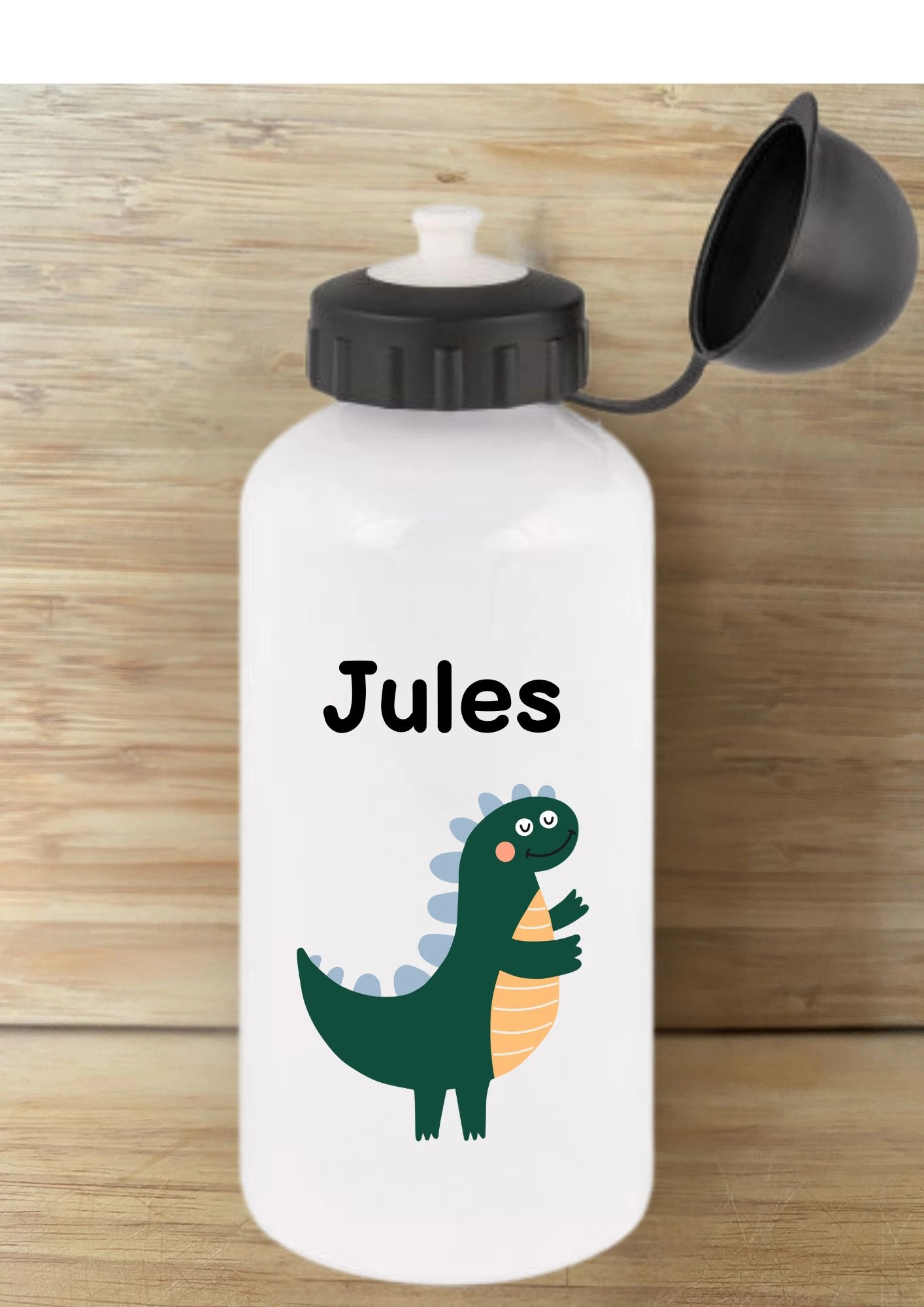 gourde blanche enfant personnalisable dino
