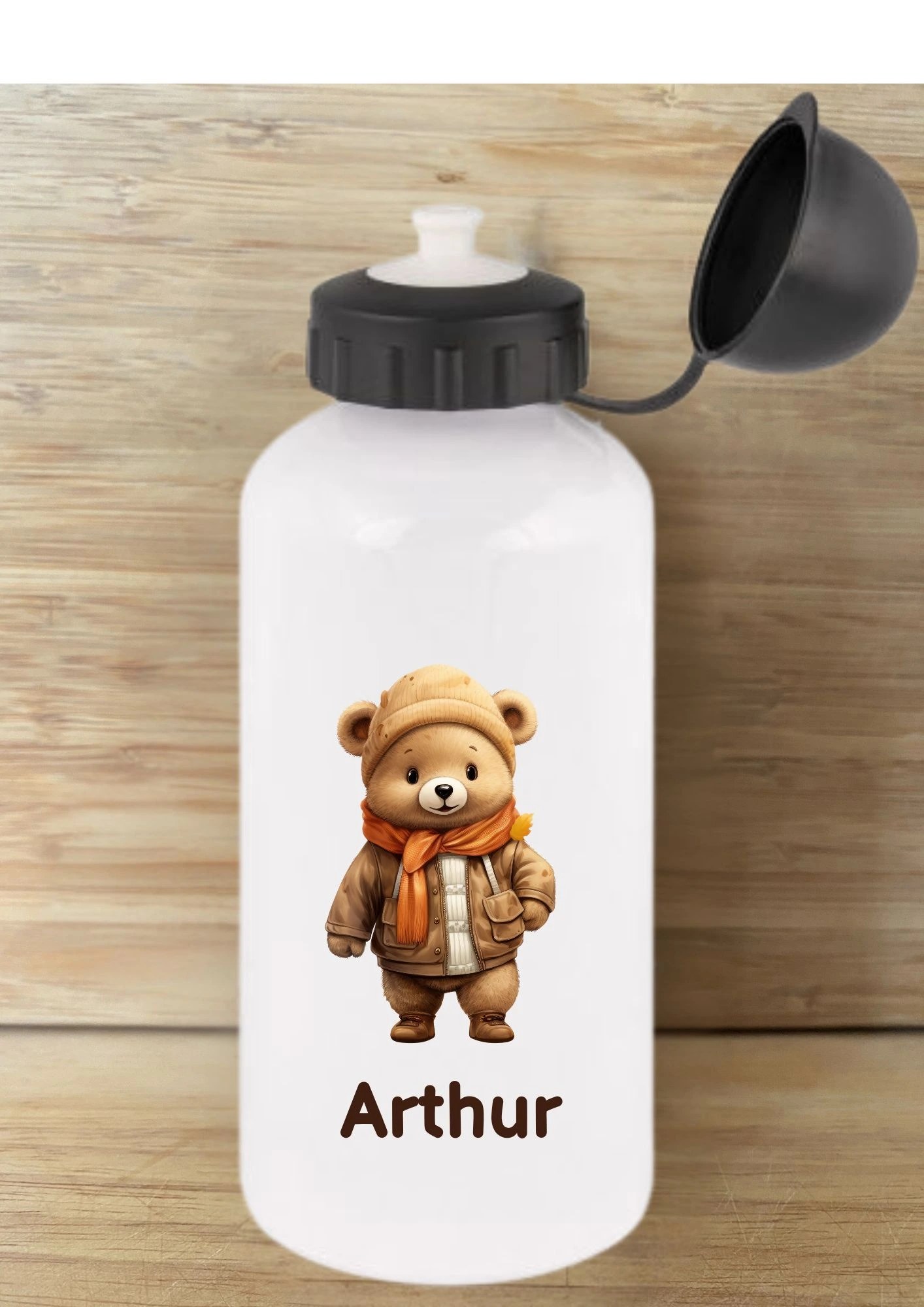 gourde blanche personnalisable ours