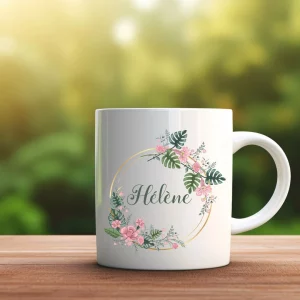 mug couronne fleurs avec prénom