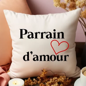housse de coussin parrain avec coeur
