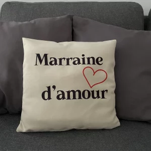 housse de coussin marraine d'amour avec coeur