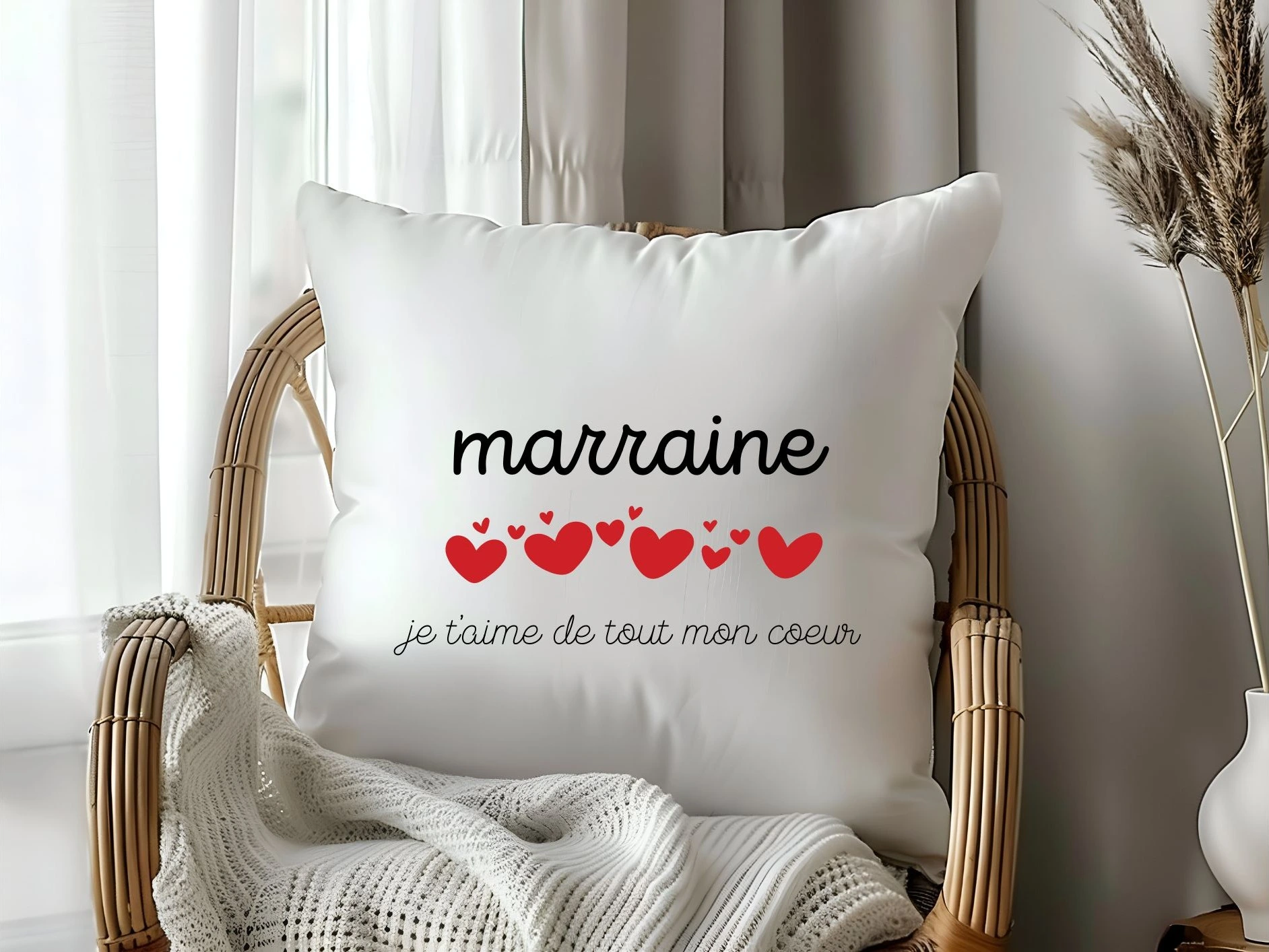 coussin personnalisé marraine je t'aime