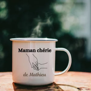 mug émaillé maman chérie