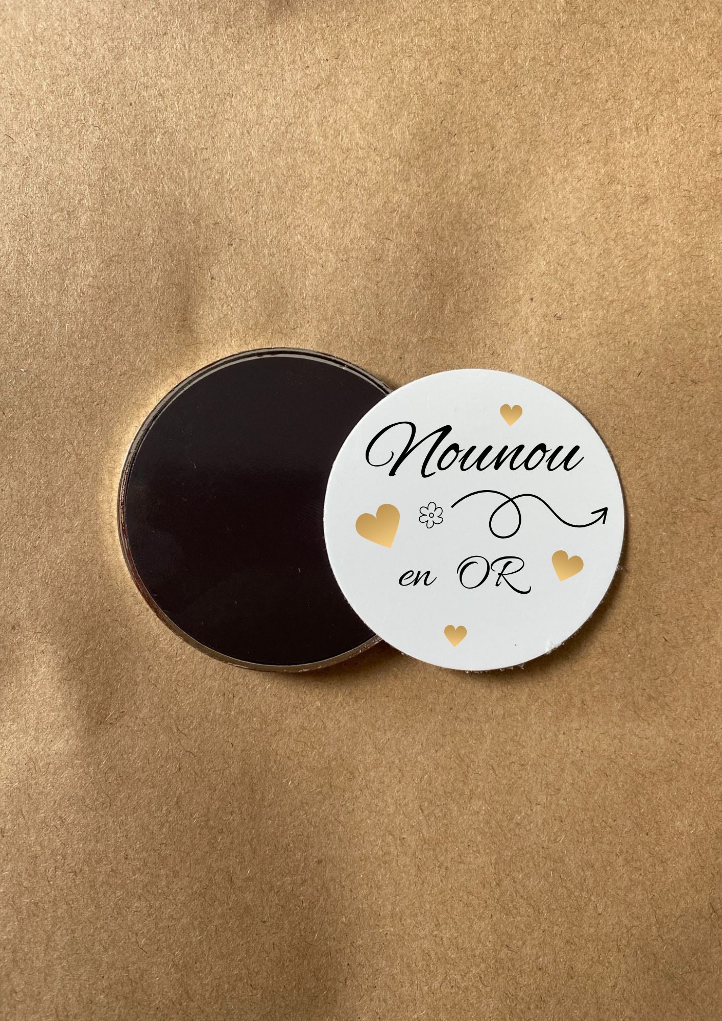 aimant personnalisé nounou en or