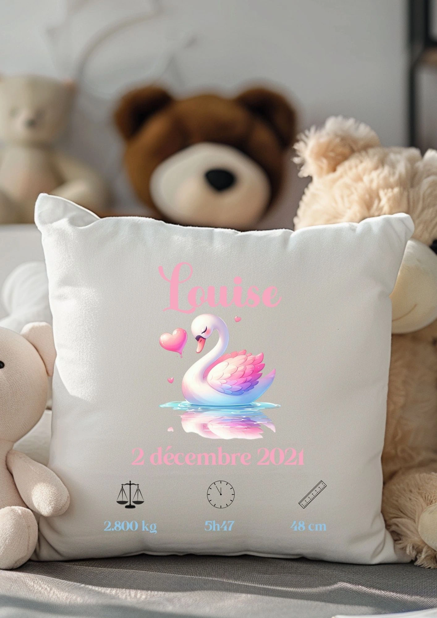 housse de coussin de naissance personnalisée