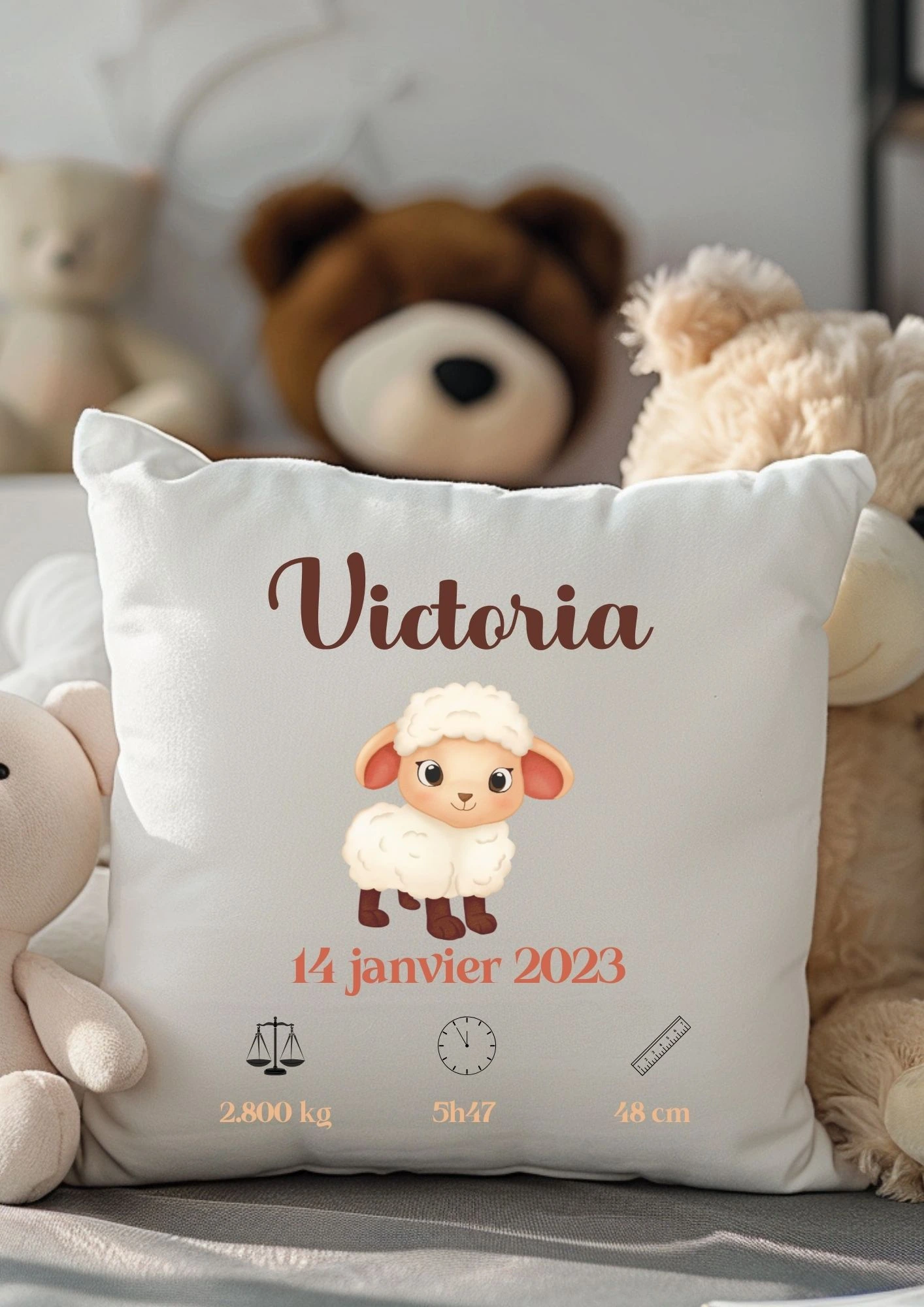 housse de coussin de naissance personnalisée