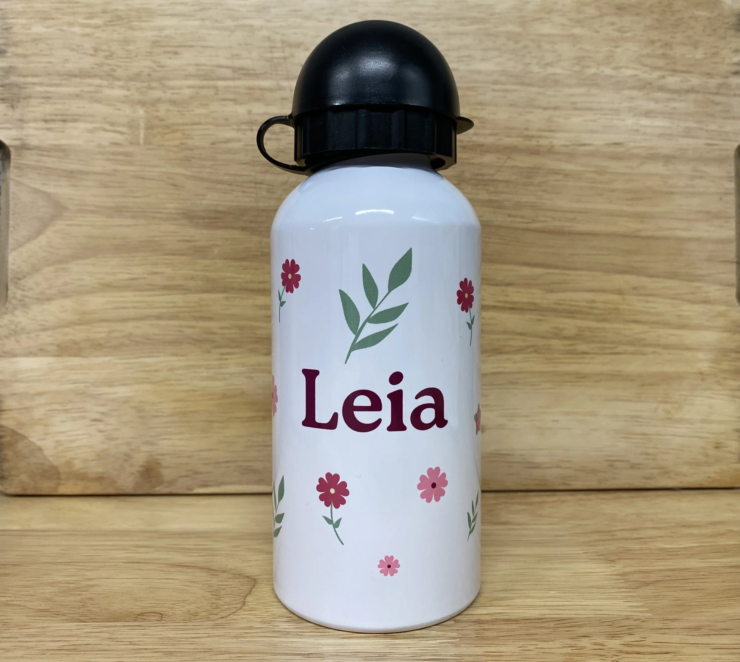 gourde blanche fleurs personnalisée