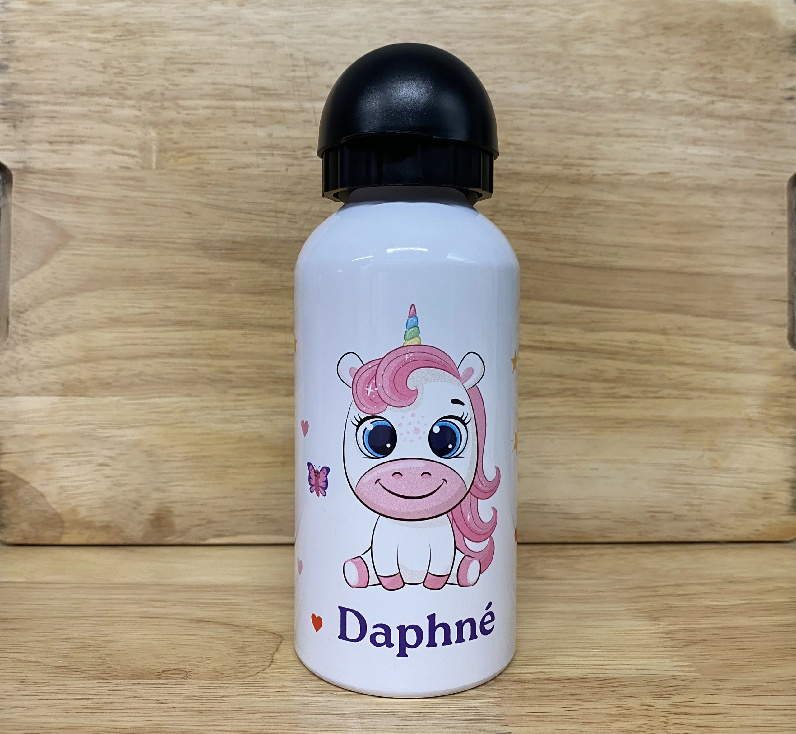 gourde blanche licorne personnalisée