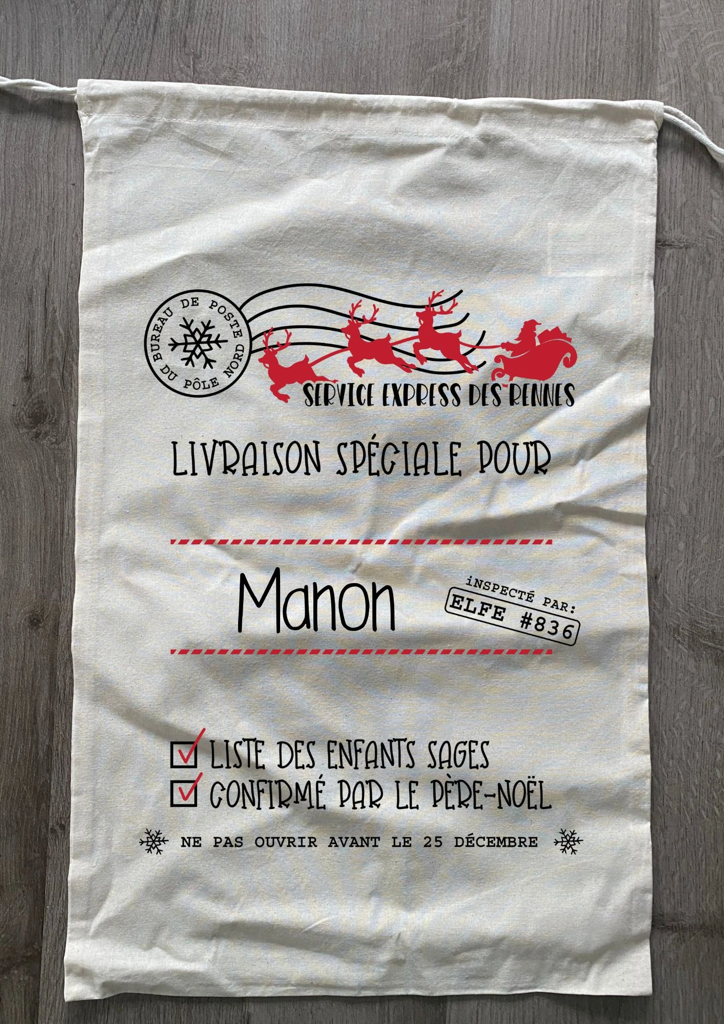 hotte de Noël personnalisée