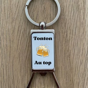 porte clés décapsuleur personnalisé, tonton au top