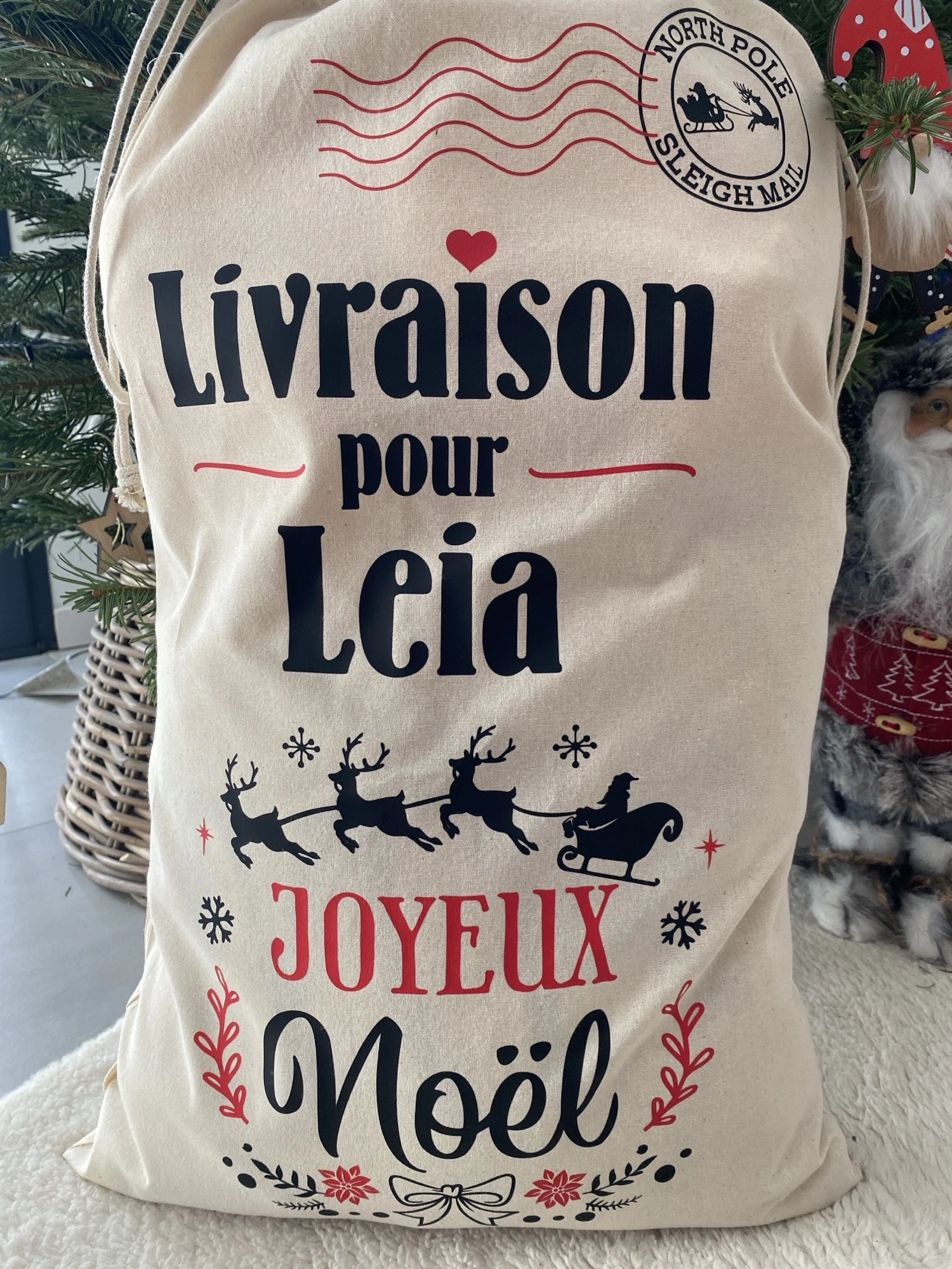 Hotte Noël personnalisée prénom